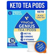 VitaCup Genius Chai Keto Tea Pods with MCT Oil, Turmeric, B Vitamins, & D3 for Energy and Focus in Recyclable Single Serve Pod Compatible with K-Cup Brewers Including Keurig 2.0, 16 Ct