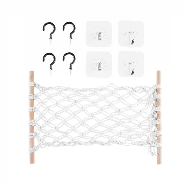 Advancent Net Swing Pocket Ahorro de espacio Cestería de frutas Hamaca Cesta colgante tejida a mano decorativa Cesta de malla de algodón de fácil Decoración del hogar Advancent HA015915-00