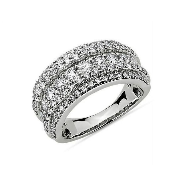 2.00 Carat Excellent Round Cut Real Diamond New Design Eternity Band for Wedding Solid 18K White Gold Size 11
