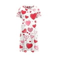 thumbnail image 3 of RANJIE Chemise de Nuit Grande Taille pour Femmes Imprimé Cœur Manches Courtes Col Rond Robe de Nuit Ample pour la Saint-Valentin, Rouge 3TG, 3 of 4