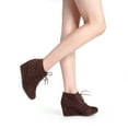 thumbnail image 3 of DREAM PAIRS Women's Casual Fashion Outdoor Lace Up Low Wedge Heel Booties Shoes TOMSON BROWN Size 11, 3 of 3