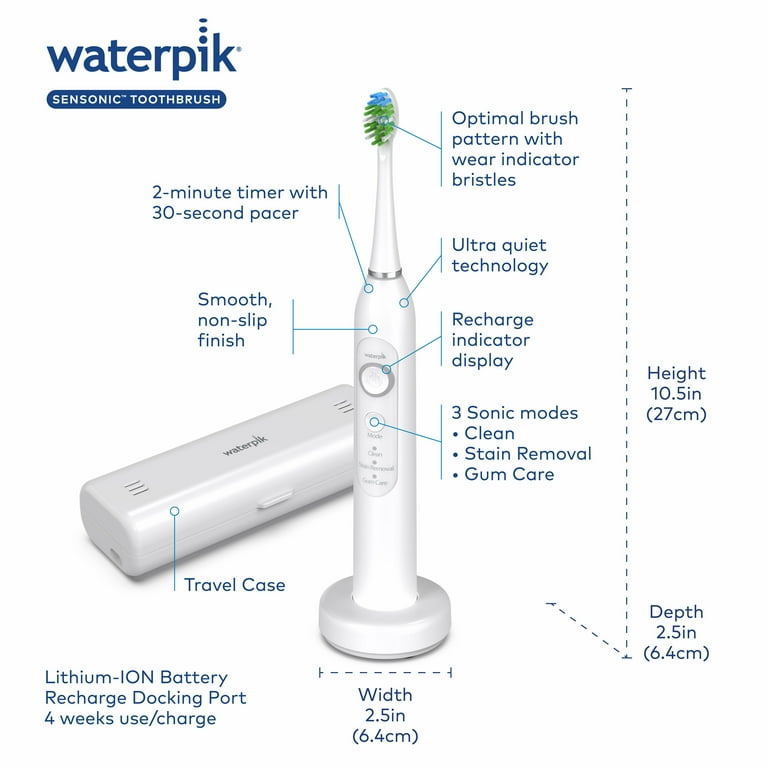 Free Shipping! Waterpik Sensonic Sonic Electric Toothbrush White