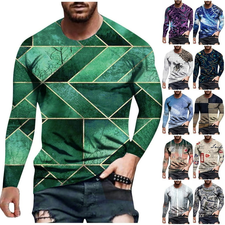 Dtydtpe Long Sleeve Tee Shirts for Men, Men's Autumn and Winter