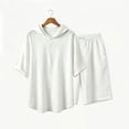 thumbnail image 6 of StSilkitty 2 Piece Outfits for Mens Solid Color Short Sleeve Hoodies and Shorts Set Running Workout Tracksuits, 6 of 7