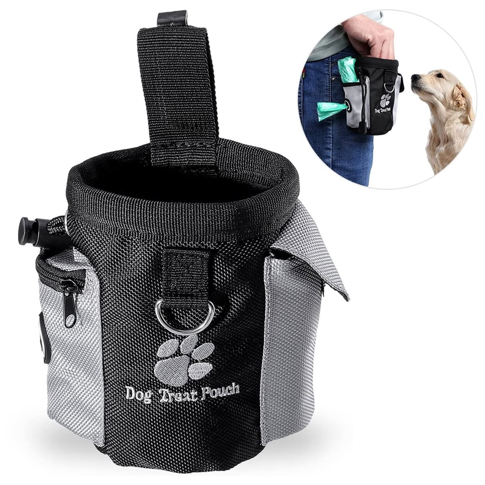 Pet Obedience Training Waist Pouch Small Dog Bait Holder with Poop Bags Dispenser Animal Walking Snack Container for Dogs Puppy Cats Kitty Kitten Dog Treat Bag 