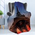 thumbnail image 4 of Eiffel Tower Soft Flannel Fleece Blanket, Full Moon Night Sky Dusk Digital Style Minimal French Flag Eiffel Tower Digital, Cozy Plush for Indoor and Outdoor Use, 50" x 60", Navy Red, by Ambesonne, 4 of 5