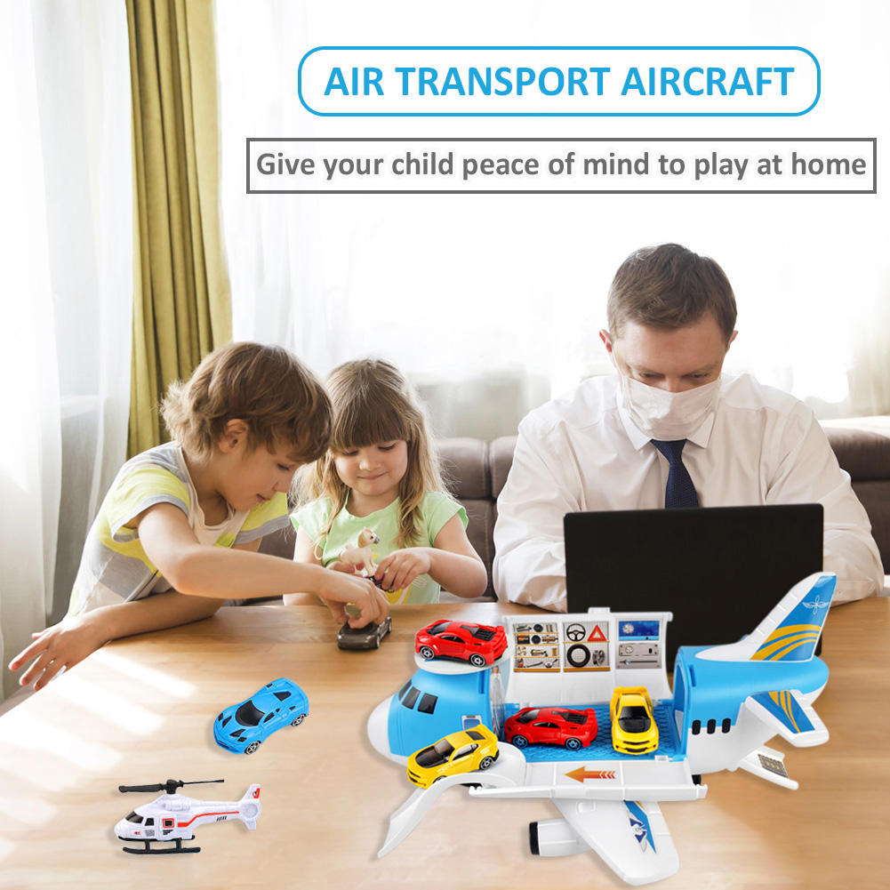 Toys for Kids 3-6 Years Airplane Toys,Transport Cargo Airplane with 4 Car 1 Helicopter for Boys Girls