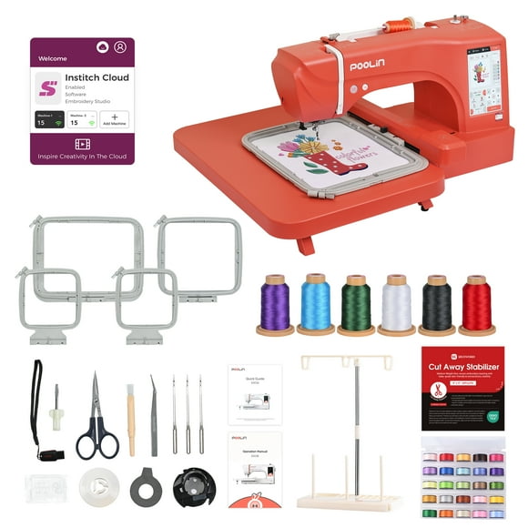 Poolin EOC06RE Large Area Embroidery Machine – 7.9×11″,7″ Touchscreen, Wi-Fi, DST/DSB Support