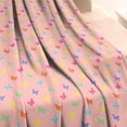 thumbnail image 3 of Pink Butterfly Pattern Blanket,Comfortable Soft Flannel Throw Blanket,All Season,Warm Lightweight Blankets for Sofa Bed Couch Living Room Chair,60"x80", 3 of 4