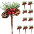 thumbnail image 2 of 10pcs Pine Cone Branches Christmas Wreath Artificial Flower Crafts 10Pcs Fake 8cm Simulation For Holiday Floral Decor, 2 of 24