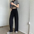 thumbnail image 4 of Women's Pants Wide and Straight Leg Pants High Waist Suit Pants Solid Color, 4 of 5