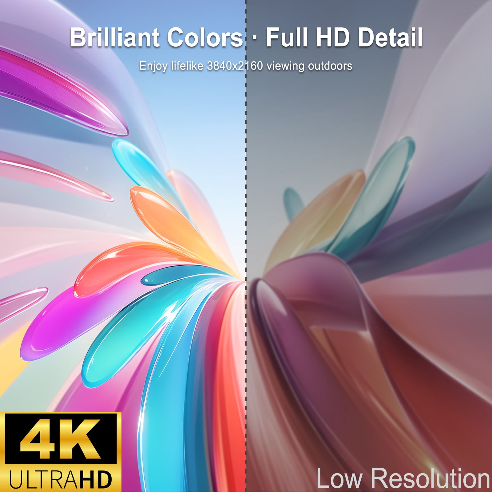 65Inch 4K Google Smart TV, 1000nits High Brightness Outdoor TVs, IP65 Waterproof TV, Voice Assistant Remote, Compatible with Dolby, Wide Viewing Angle Smart TV, Suitable for Partial Sun