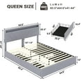 ADORNEVE Queen Size LED Bed Frame with Drawers, Upholstered Platform