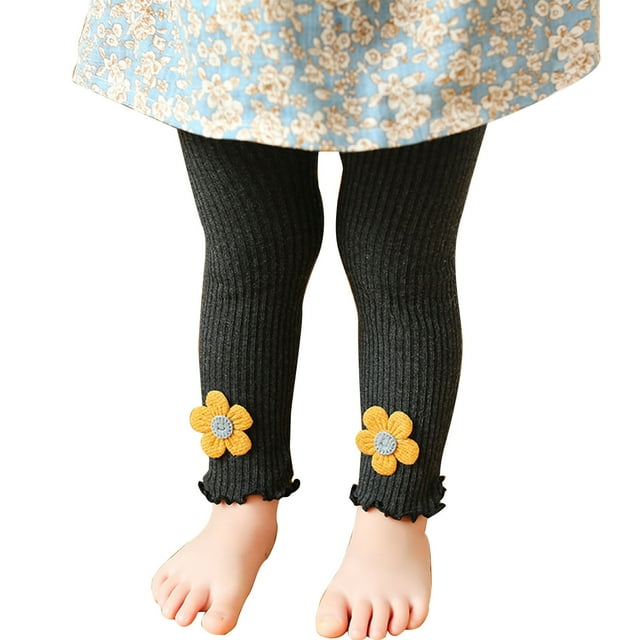 AherBiu Legging for Toddler Girls Ribbed Stretch Cute Baby Clothes Elastic Waist Comfy Infant Pants