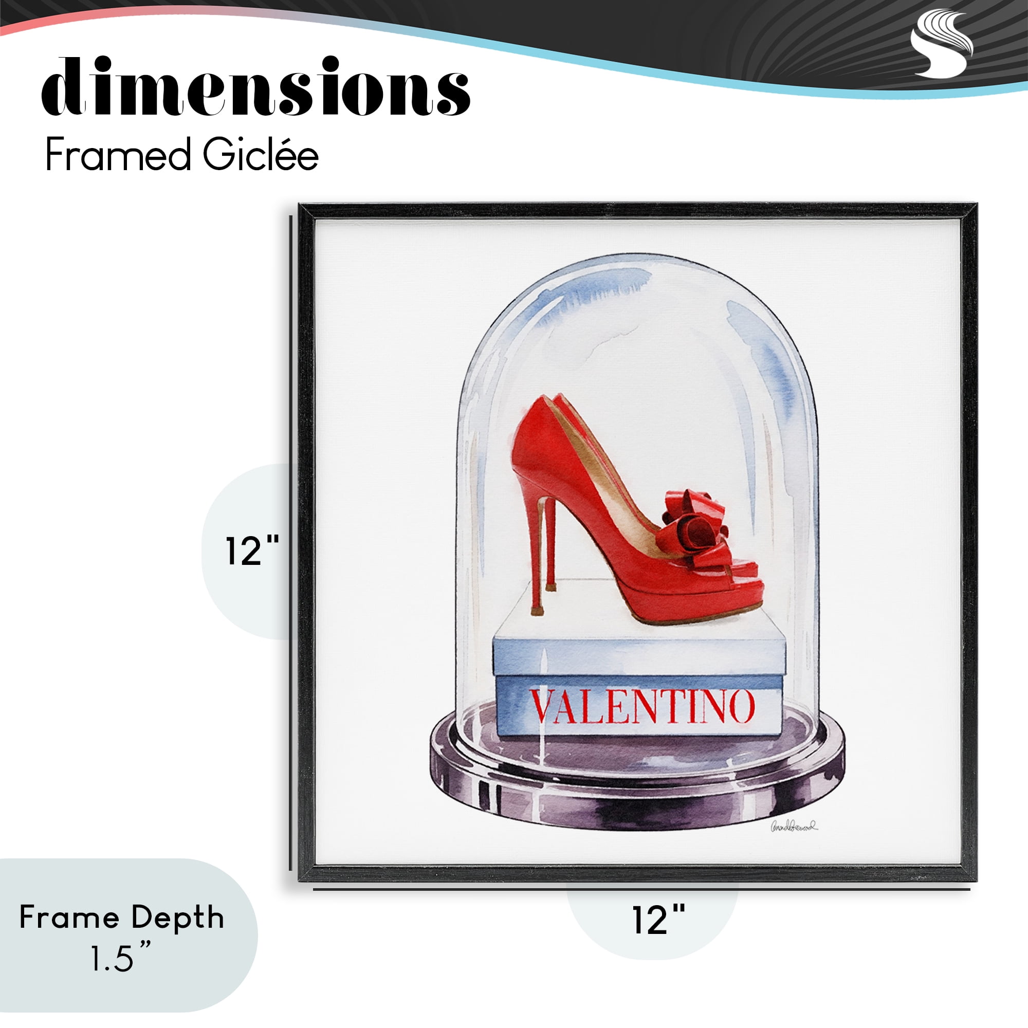 Stupell Industries Red Heels in Bell Jar Black Framed Giclee Art, design by Amanda Greenwood