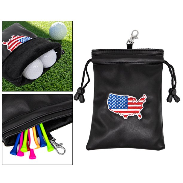 Bolsa de de cordón, bolsa de almacenamiento portátil para deportes, bolsa de accesorios de Golf de cuero PU para hombres y mujeres Mapa de DYNWAVEMX Bolsa de objetos de valor de golf