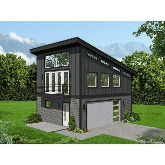 763-516: Modern Contemporary 0 Bed, 1 Bath Luxury Home Plan, 576 Sq Ft: Full Blueprints with License to Build by Home Plan Marketplace - Lesuto