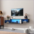 thumbnail image 5 of TV Furniture | 65.35in Modern Floating Wall Mounted TV Stand with 20 Color LEDs & Charging Station | Particle Board+MDF | Black | TV Size 50-59 Inches, 5 of 15