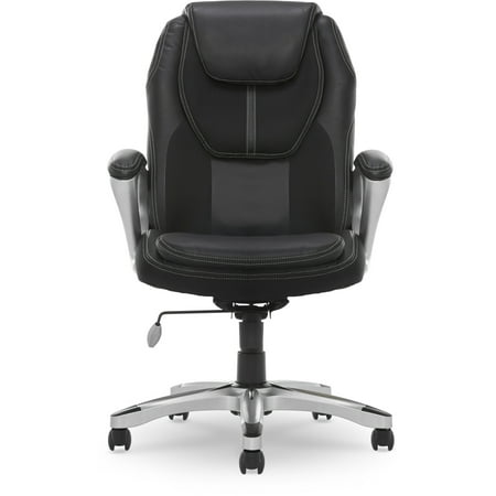 Serta - Amplify Work or Play Ergonomic High-Back Faux Leather Swivel Executive Chair with Mesh Accents - Black