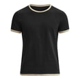 thumbnail image 4 of FINALGANG Mens Contrast Trim Short Sleeve TShirt Crew Neck Slim Fit Casual Tee For Summer Beach Daily Streetwear Black XL, 4 of 5