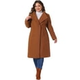thumbnail image 3 of DARING DIVA Women's Plus Size Long Sleeve Stand Collar Trench Coat 1X Brick Red, 3 of 6