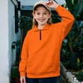 thumbnail image 2 of Uorisanigo Orange Girls Half Zip Sweatshirt Fashion Quarter-Zip Pullover Jacket Oversized Sweatshirts Long Sleeve Athletic Tops Pullover Jackets for Sports and Daily Wear, 2 of 7