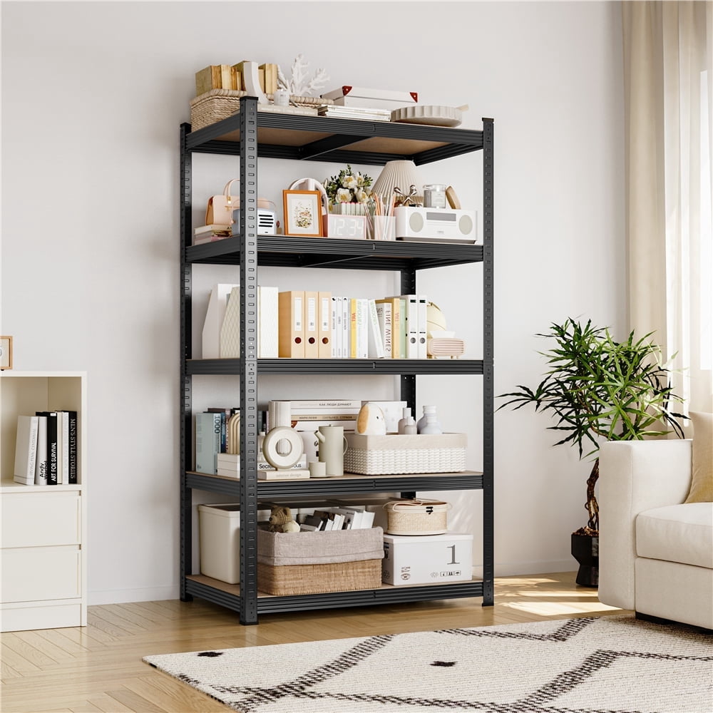 Yaheetech 5 Tier Metal Storage Rack with Adjustable Shelves, Set of 4, Black