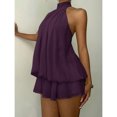 thumbnail image 3 of Women's Elegant Halter Tie Mini Dress Purple Summer Dress, 3 of 7