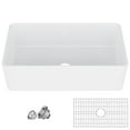 thumbnail image 1 of 33 Inch Fireclay Farmhouse Sink, White Farmhouse Sink Apron Front Farm Sink Kitchen Sink Fireclay Ceramic Porcelain Deep Single Bowl Farm Sink with Bottom Grid and Strainer Drain, 1 of 8