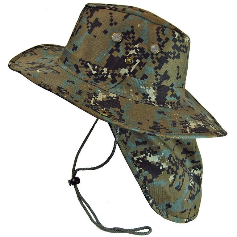  Boonie Bush Safari Outdoor Fishing Hiking Hunting Boating Snap  Brim Hat Sun Cap with Neck Flap (Digital Camo, M) ,Digital CamoM : Sports &  Outdoors