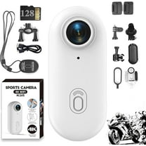 Varnock Hd Action Camera, Treklon POV Camera, HD 1080p/4k Mini Wearable Body Adventure Action Cameras with Audio, Video, Mount Anywhere, for Vlogging, Cycling, Diving (4K White,128G)