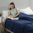 thumbnail image 5 of Nestl Cut Plush Fleece Blanket, Soft Lightweight Fuzzy Luxury Twin Size Bed Blankets for Bed, Twin, Navy, 5 of 10