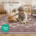 thumbnail image 4 of ODIKA 6'x9' Washable Area Rug Easy Care, Non-Shedding, Boho Trellis Vintage Distressed Frame Scroll Border Mauve Dusty Refined for Queen Size Bedroom Under Bed Master Suite, 4 of 7