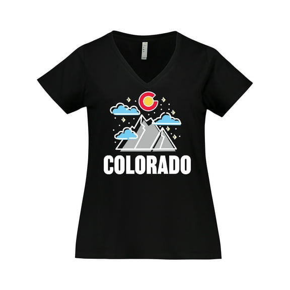 Inktastic Colorado Mountains and Clouds Women's Plus Size V-Neck T-Shirt