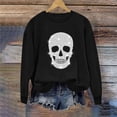 thumbnail image 3 of Oversized Womens Halloween Sweatshirt Skull Graphic Crew Neck Pullover Long Sleeve Loose Fit Casual Fall Winter Tops Ribbed Cuffs and Hem Cozy Streetwear Graphic Sweatshirt, 3 of 6