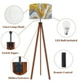 thumbnail image 5 of Wood Tripod Floor Lamp, Mid Century Wood Standing Lamp with 3 Color Temperature Dimmable Standing for Living Room, Bedroom, Office Retro White Gold Marble Marble Patterns Flaxen Lamp Shade, 5 of 5