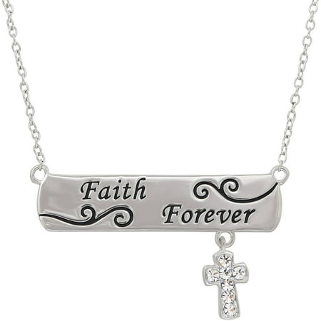 Simply Silver Swarovski Crystal Sterling Forever Faith Bar Simply Silver Swarovski Crystal Sterling Forever Faith Bar Necklace