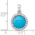 thumbnail image 4 of Sterling Silver Rhodium-plated Polished CZ Halo and Reconstituted Turquoise Cabochon Circle Pendant Material Primary Purity Romantic Unique Exquisite Designed for those who cherish timeless beauty, 4 of 4
