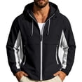 thumbnail image 2 of ECHFIPROM Hooded Rain Jacket for Men Black Camping Waterproof Hiking Zipper Heavyweight Winter Big and Talls Raincoat Outdoor,L, 2 of 9