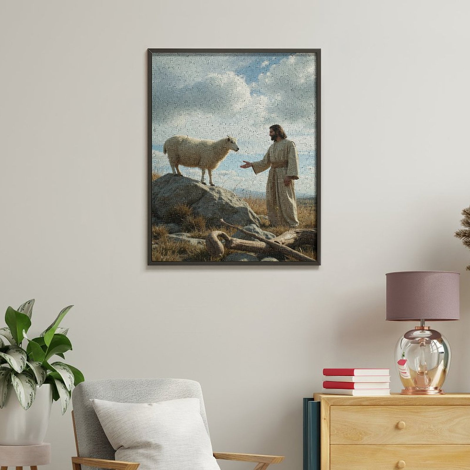 Paint By Numbers Kit for Adults Beginner - DIY Man Sheep Rock Landscape Sky Canvas Painting Kits for Adults, Frameless Paint By Number for Adults for Home Wall Decor 16x20 Inch