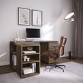 thumbnail image 3 of BELLEZE Trition L Shaped Computer Desk Home Office Corner Desk With Open Shelves And Drawers, Rustic Oak, 3 of 7