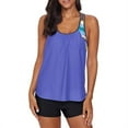 thumbnail image 1 of Striped Printed Strappy T-Back Push Up Tankini Top with Shorts, 1 of 3