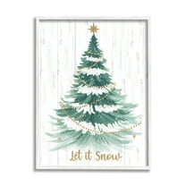 Stupell Industries Let it Snow Rustic Tree Holiday Painting White Framed Art Print Wall Art, 24 x 30