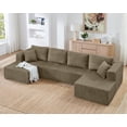 thumbnail image 2 of 132" U-Shape Modular Sectional Sofa,Modern Compressed Sectional Sofa,Corduroy Sleeper Sofa Couch for Living Room,Bedroom,Brown, 2 of 8