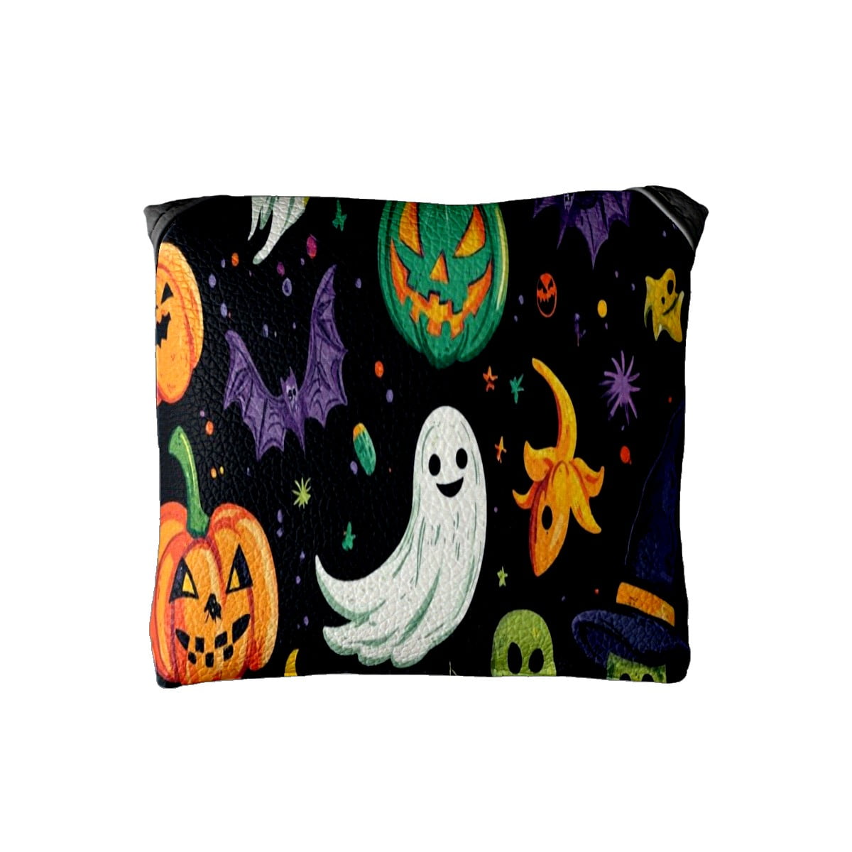 Golf Mallet Putter Cover Premium Leather Golf Putter Head Cover with Magnetic Closure, Golf Cover for Men and Women Halloween Pumpkin