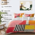 thumbnail image 3 of 3 Piece Pink Red Orange Duvet Cover Set Twin Size,Microfiber Comforter/Quilt Cover with Corner Ties and 2 Pillowcases,Modern Abstract Oil Painted Geometric All Season Soft Bedding with Zipper Closure, 3 of 8