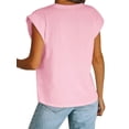 thumbnail image 3 of Langwyqu Summer Solid Color Cap Sleeve Crewneck Casual Shirt Tops, 3 of 5
