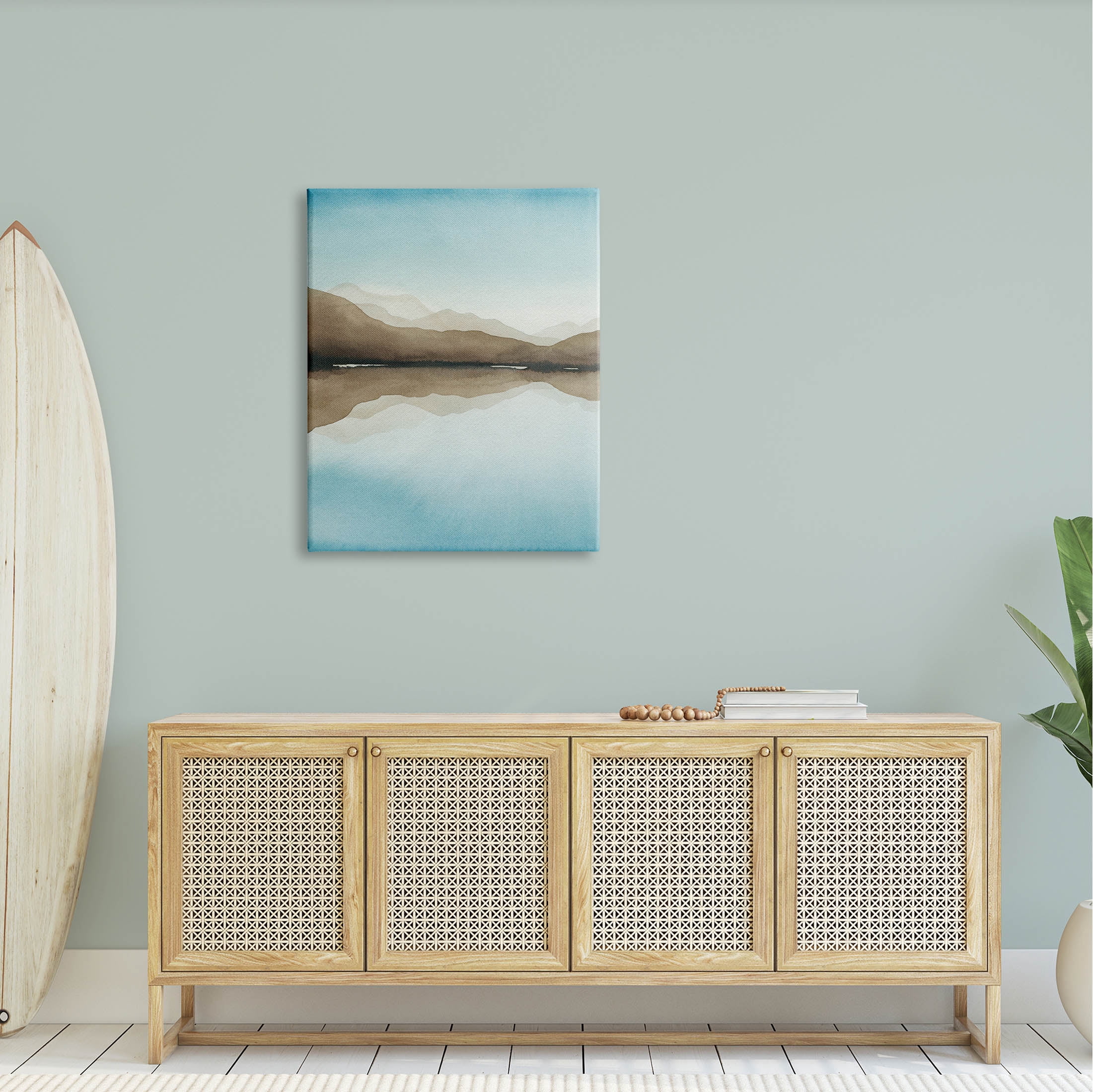 Stupell Industries Modern Mountains Lake Reflection Painting Gallery Wrapped Canvas Print Wall Art, Design by Grace Popp