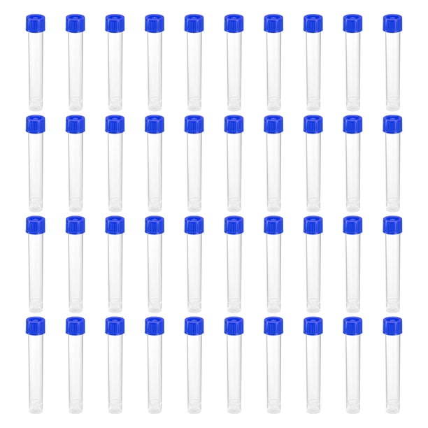 Uxcell Tubos de Ensayo de Plástico de 10 ml, Paquete de 40 Contenedores de Tubo de Ensayo Congelado con Tapa de Tornillo, Azul Claro