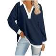 thumbnail image 1 of AherBiu Womens Shirts Long Sleeve V Neck Lapel Loose Fitting Shirts Spring Fall Comfy Pullover Tops Solid Color, 1 of 3